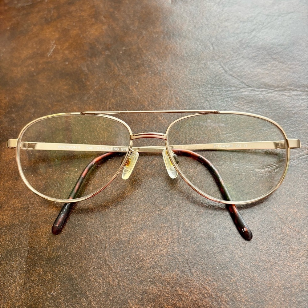 Stetson Zyloware 057 Stainless Steel Gold Aviator UnisexGlasses Frame Only 55-16 - Picture 2 of 12